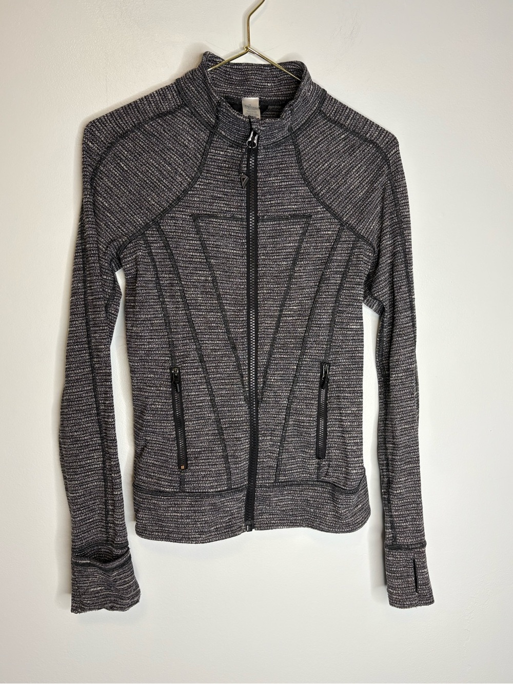 Ivivva by Lululemon Girls Heathered Charcoal Zip-Up Active Jacket Size 10